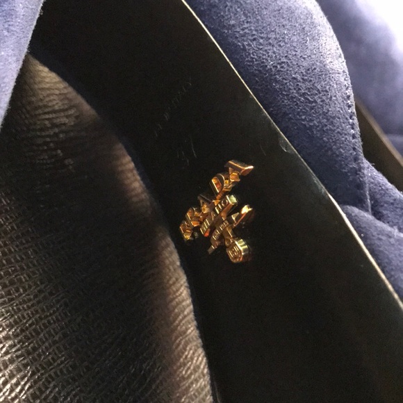 Prada-Calzature-Donna-Navy-Platform-Suede Sz 37 - Picture 6 of 6